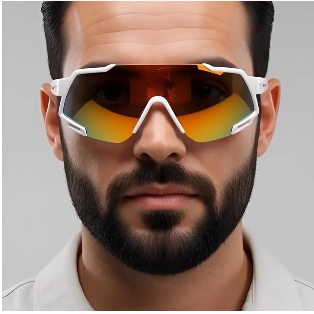 Performance‎ Sport Men Sunglasses White Frame Mirror Lens Cycling Bike Driving